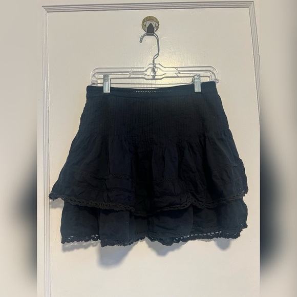 Free People Summer Nights Black Lace Boho Feminine Mini Skirt Size 8 - Picture 1 of 5